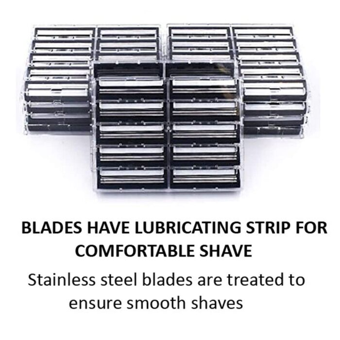 100 Taconic Shave Twin Blade Razor Cartridges with Lubricating Strip - Compatible with All Gillette Trac 2 and Gillette Atra Razor Handles