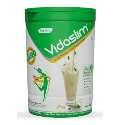 Vidaslim Meal Replacement Protein Health Shake for Weight Control & Weight Management for Women & Men | 22.8 gm Protein| L-Carnitine | Green Tea Extract| White Kidney Bean Extract | (400g, Vanilla Elixir)