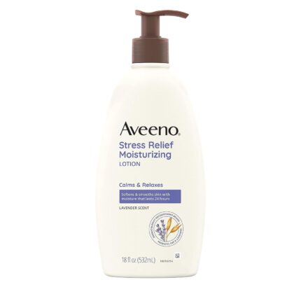 Aveeno Stress Relief Moisturizing Body Lotion with Lavender, Natural Oatmeal and Chamomile & Ylang-Ylang Essential Oils to Calm & Relax, 18 fl. Oz (Pack of 3)