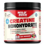 WILD BUCK Creatine Monohydrate Powder,Strength,Reduce Fatigue,100% Pure Creatine,Lean Muscle Building,Supports Muscle Growth,Athletic Performance,Recovery [50 Servings,Mix Berries],1 Count