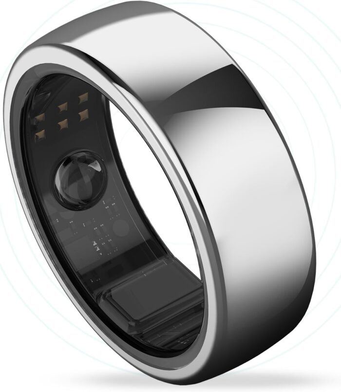 aaboRing, Health & Fitness Tracker Smart Ring, Advance Sleep Monitoring, Stress & Activity Tracking, Titanium, IP68 Waterproof (US Size No 11, Wireless, Stellar Silver)