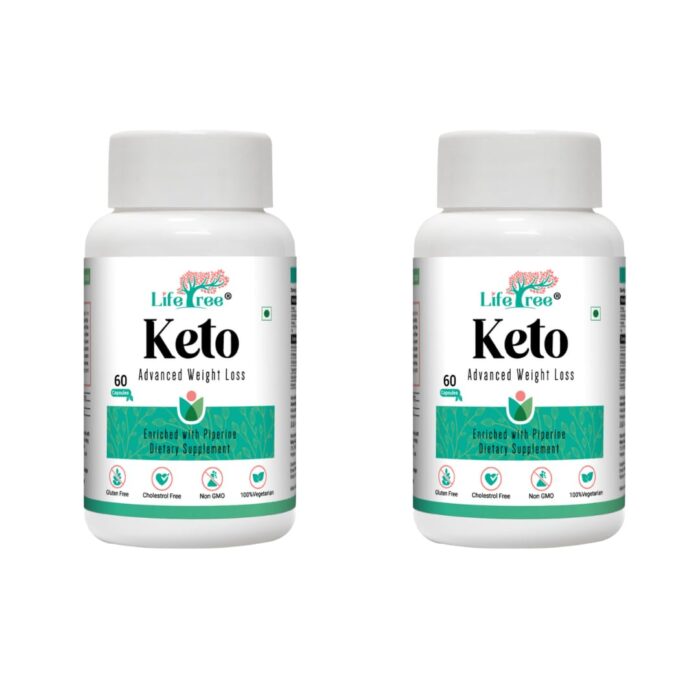 LifeTree Keto Advanced Weight Loss Capsules for Women & Men with Garcinia Cambogia, Green Coffee, Green Tea Extract & Piperine - 60 Veg Capsules (60 Count (Pack Of 2))