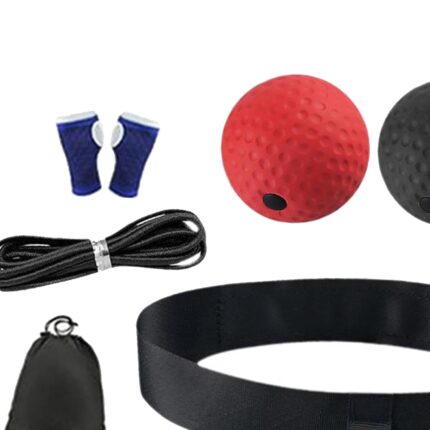 SAZ DEKOR 3xBoxing Ball Headband Fitness Boxing Gear Agility Punching Ball Red and Black