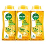 Dettol Body Wash and Shower Gel for Women and Men, Lime Fresh (Pack of 3 - 250ml each) | Soap-Free Bodywash | 12hr Complete Odour Protection
