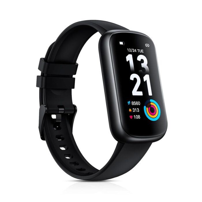 Fitness Tracker Smart Watch, 1.47" Full Touch Health Tracker with 24/7 Heart Rate & Blood Oxygen Monitor, Sleep Tracker, 3ATM Waterproof Step Tracker Activity Tracker for Women Men, Deep Black