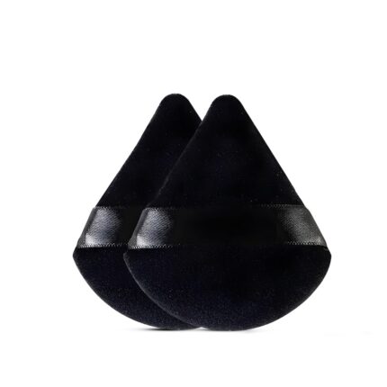 2 Pcs Powder Puff Soft Face Makeup Sponge, Loose powder Foundation Blending Sponges Set, Beauty Blender, Contouring, Wedge Triangle Shape Mineral Cosmetic Wet & Dry Tool Washable Reusable(Black)