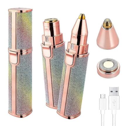 2 in 1 Hair Removal USB Rechargeble Pain Less Flawless Machine for Women & Men-Face,Chin, Cheek,Eyebrow,Upper_Lip Hair Remover for Women-Lipstick Shaped (Multicolor) 1PC