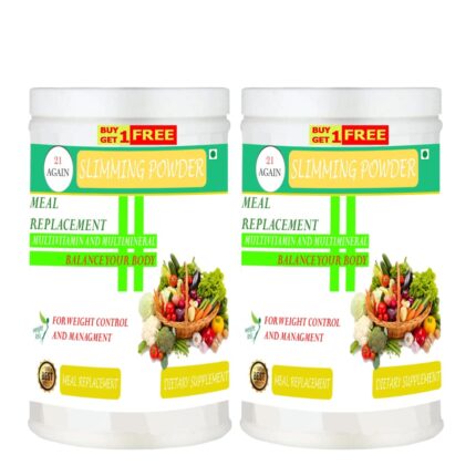 21 Again Hi-Protein Slim Shake Best Meal Replacement Shake - For Weight Control & Management With Natural Herbal Blend - Natural Ayurvedic Herbs - Slim Shake - Chocolate Flavour Pack of 2 1kg