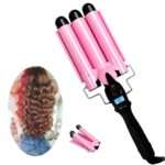 3 Barrel Curling Iron with LCD Temperature Display - 1 Inch Ceramic Tourmaline Triple Barrels, Ceramic Hair Crimper Hair Waver Hair Curlers Hair Curling Wand for Deep Waves Suit for All Hair Style