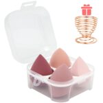 4 Pcs Makeup Sponges Blender Set - Professional Beauty Foundation Blending Applicator with Egg Case and 1 Holder, Flawless Facial Sponge Blender for Cream, Powder and Liquid