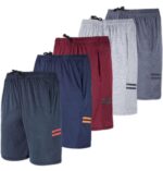 5 Pack:Men's Dry-Fit Sweat Resistant Active Athletic Performance Shorts