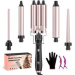 5-in-1 Curling Iron, LAYADO 9-32 mm Ceramic Hair Curler, Interchangeable Curling Iron with Two Temperature Adjustments, with Glove and Hair Clip