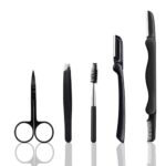 5 in 1 Professional Eyebrow Grooming Set - Trimmer, Scissors, Brush, Slant Tweezers for Women and Men