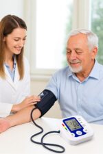 ACCUTRUST Digital Blood Pressure Monitor, Upper Arm Style with LCD Display, USB Cable, WHO Indicator White Blue
