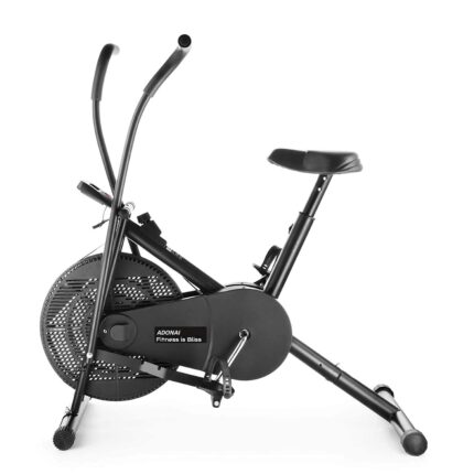 ADONAI Upright Air Bike Exercise Cycle with Stationary or Dual Moving Arms for Home Gym Cardio Full Body Weight Loss Workout - Pre Installation , Black