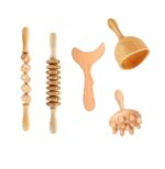 AHCS 5pcs Lymphatic Drainage Massager, Wooden Gua Sha Tool for Body, Manual Massage Scraper for Anti Cellulite and Relieve Muscle Fatigue, Body Gua Sha kit