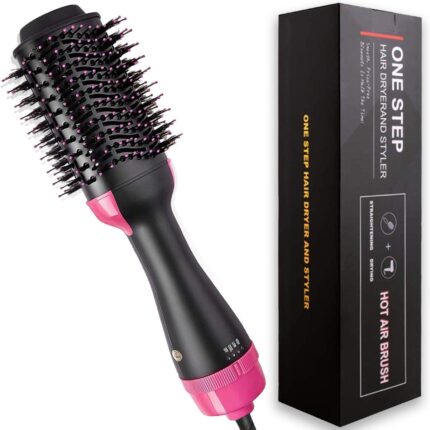 AMBEVILLAHair Dryer Brush Professional 4 In 1 One Step Volumizer Hair Dryer For Blow Drying Hot Air Brush One Step Styler Straightener In One For Girls & Women Now With Improved Motor, Less Frizz, More Shine And Less Heat Damage For Salon-Style Blowouts 1000 WATTS BLACK