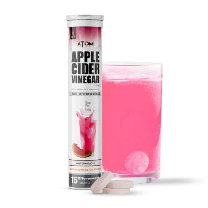 AS-IT-IS ATOM Apple Cider Vinegar Effervescent Tablets with Mother, Vit. B6, B12 & pomegranate extract for Weight loss, Boost metabolism & Gut Health | Water Melon Flavor