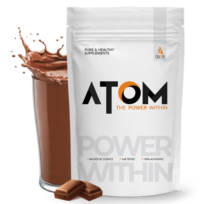 AS-IT-IS ATOM Whey Protein Isolate 1kg | 29g protein, 6.1g BCAA & 13g EAA | Ultra Pure-Fast Acting Protein | Double Rich Chocolate Flavor