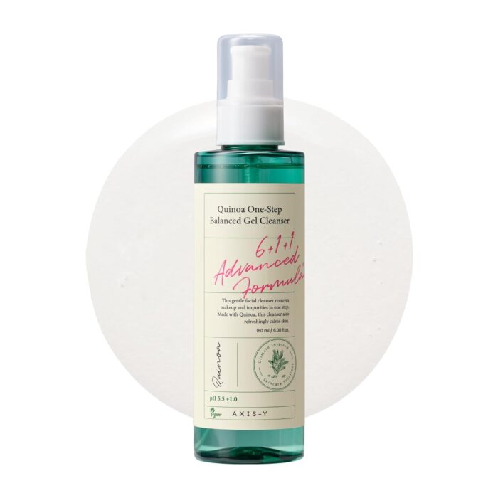 AXIS-Y Quinoa One Step Balanced Gel Cleanser - Deep Hydrating Makeup Remover Facial Cleansing Gel - Vegan Korean Skin Care Face Wash for All Skin Types - 180ml