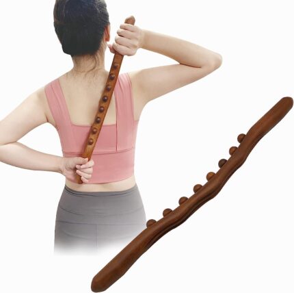 AcuPhysio Massage Roller stick Wood Gua Sha Tool Wooden Scraping Therapy Massage for Body Neck Shoulder Back Massager for, Muscle Belly Relief Tool (8 ball)
