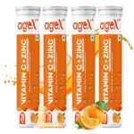 AgeX Vitamin C + Zinc Effervescent Tablets | Natural Immunity Booster for Skin, Hair & Nails | Supports Collagen Production & Immune Health | 80 Effervescent Tablets (Pack of 4)