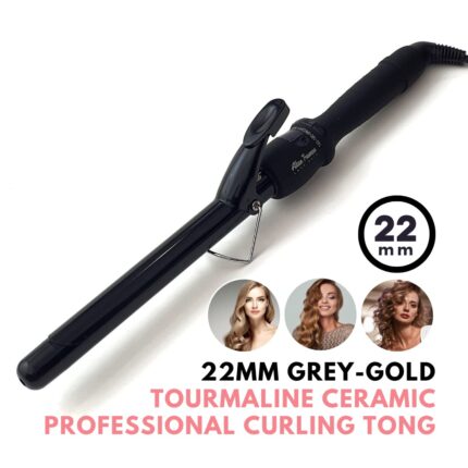 Alan Truman Hair Curler for Women with Grey Gold Coated Barrel for Long-Lasting Natural Looking Curls with Real Heat from 130°C – 210°C Gives Salon Like Hair Styling at Home, 22mm.