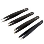 Alis Professional Tweezers Set of 4 different tips For Eyebrow, Facial Hair, Ingrown Hair, Splinter, Blackhead Remover with Storage Bag