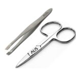 Alis Slant Tip Tweezer & Scissor, Precision for Moustache Beard Eyebrow Nose Hair Trimming & Scissor for Upper Lip Eyebrows