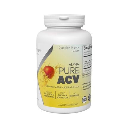 Alpha Pure ACV | 100% Raw Apple Cider Vinegar | Natural Detox | Gut Cleanse, Healthy Digestion, No Bloating, Tasteless & Easy to Swallow | Supplement for Weight Management | 30 Capsules