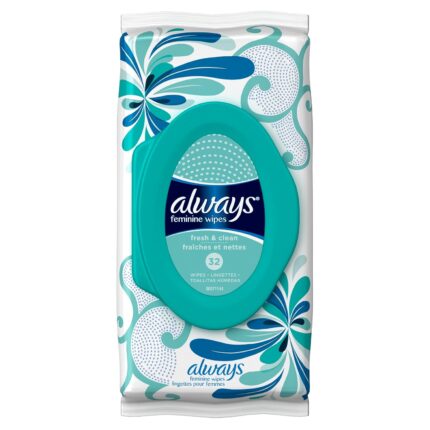 Always Feminine Wipes, Fresh & Clean Scent, 0.498 Pound (Pack of 4)