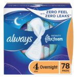 Always Infinity Size 4 Overnight Feminine Pads with Wings, Unscented, 28 Count - Pack of 3 (84 Total Count) (Packaging May Vary)
