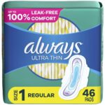 Always Ultra Thin Pads Regular W/Flexi-Wings Unscented 46 Count