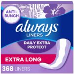 Always Xtra Protection Dailies, Extra Long Feminine Panty Liners, Unscented, 92 Count - Pack of 4 (368 Total Count)