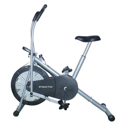 Amazon Brand - Symactive Air Bike Exercise Cycle with Moving/Stationary Handles, Adjustable Resistance with Cushioned Seat, Max User Weight 100 Kg