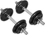 AmazonBasics Adjustable Barbell Lifting Dumbells Weight Set with Case - 17.2 kg, Black