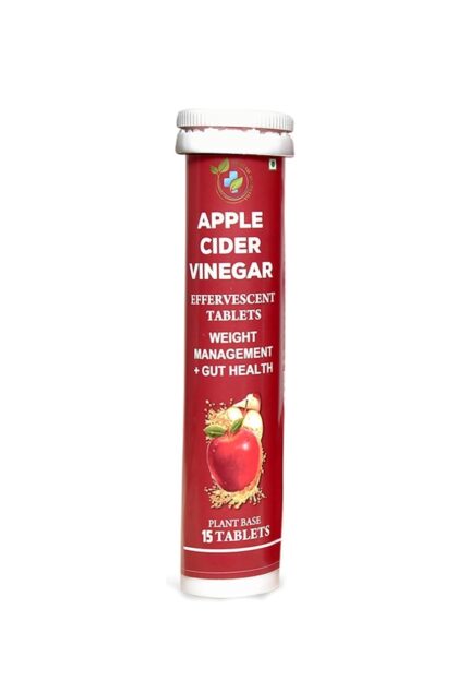 AmritamAyurved Apple Cider Vinegar Effervescent Tablets | 2- month supply Pack of 8 (Apple) – 15 Tablets | No Added Sugar | Detox, Weight Management & Digestion Support | Easy to Carry & Consume