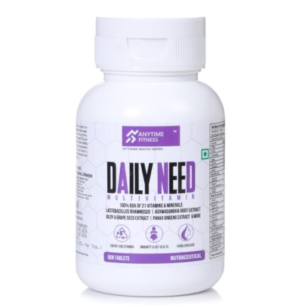 Anytime Fitness Multivitamin Tablets | With 45 Ingredients & 9 Blends, 21 Vitamins, Minerals & Probiotics | Supports Strong Bones & Joints | Improve Immunity | 60 Tablets