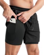 Aolesy Menââ‚¬â„¢s 2 in 1 Running Shorts 5 Inch Workout Gym Athletic Shorts for Men Quick Dry Lightweight Training Shorts with Pockets Black