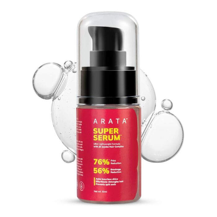 Arata Super Serum™ For Dry & Frizzy Hair | 76% Frizz Reduction | 56% Breakage Reduction | Luxurious Shine | Prevents Split Ends | Powered By JD Jojoba Hair Complex | Hair Serum For Women & Men |30ml