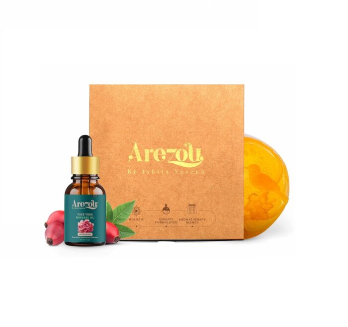 Arezou Face Yoga Massage Oil/Serum for all age groups, Face Oil For Radiant, Correcting Dark Spots, Hydrate the Skin | Nourish, Revitalize, And Uplift Your Skin (Ritual (Oil+Soap))