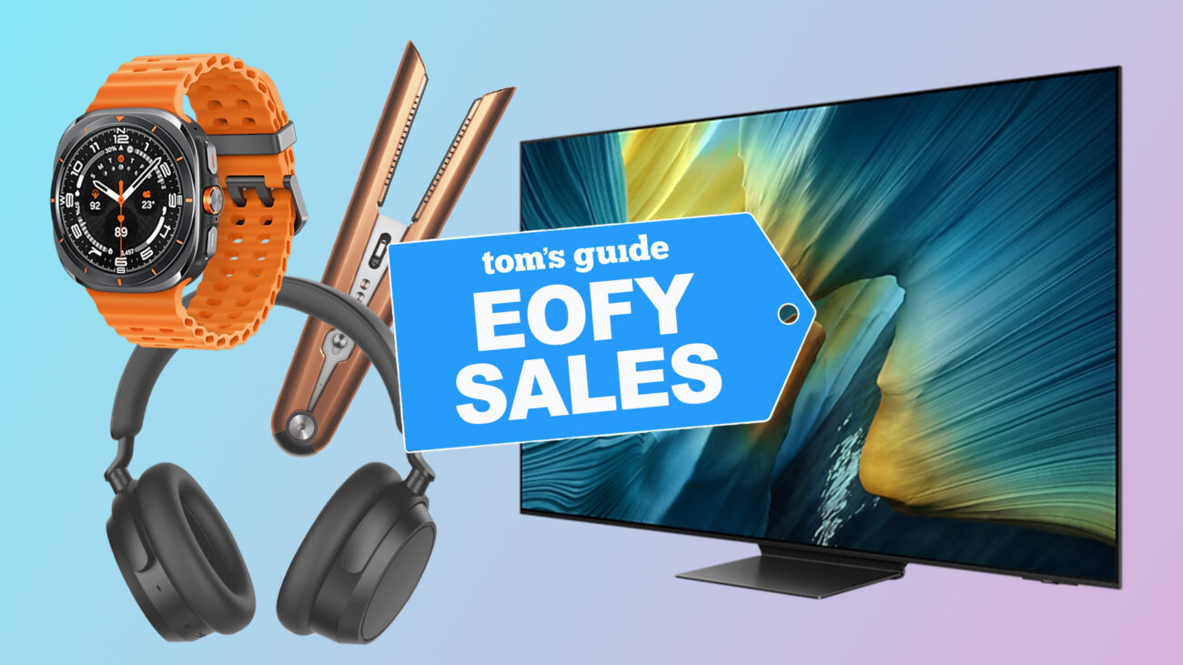 A selection of products with Tom's Guide's EOFY sales badge overlaid