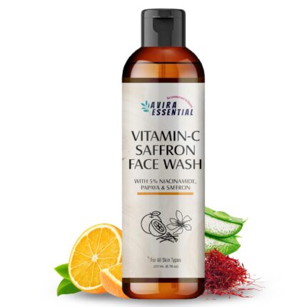 Avira Essential Organic Vitamin C Saffron Facewash| Radiant, Glowing And Brightening Skin| Deep Cleansing & Reduces Dark Spots| Niacinamide Non Drying Face Wash For Women & Men| All Skin Types- 200ml