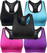 BAOMOSI Women's Seamless High Impact Support Racerback Workout Yoga Sports Bra 5Pack M