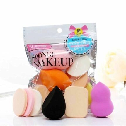BELLAS 6in1 Makeup Sponge Beauty Blender Pack for Blending Face Makeup with 5 Pcs Pink MAkeup Brushes Set - (Pack of 11)