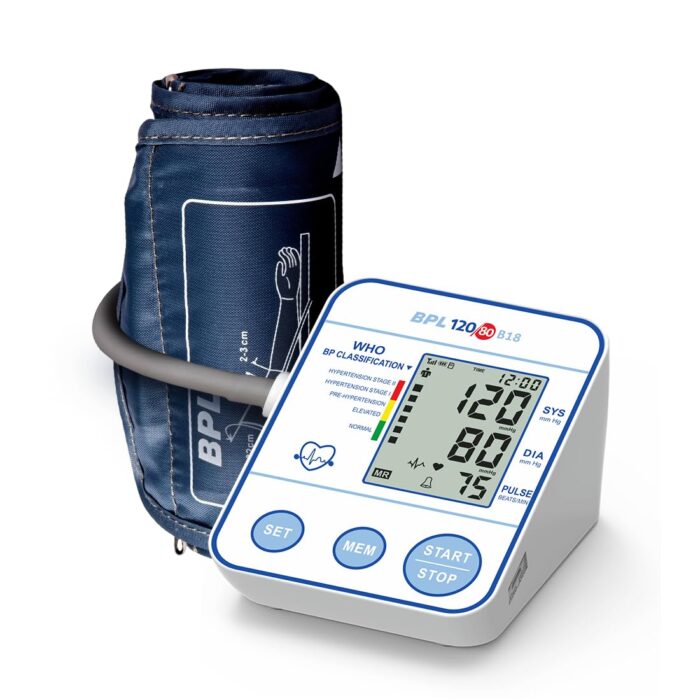 BPL Medical Technologies B18 Digital Blood Pressure Monitor with USB, LCD Display|BP Apparatus for Home|Hypertension & Managing Heart Health Device - White
