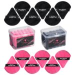 BS-MALL Triangle Powder Puff - Washable Reusable Bake Loose Cosmetic Foundation Sponge Mineral (Pink & Black) Pack of 12