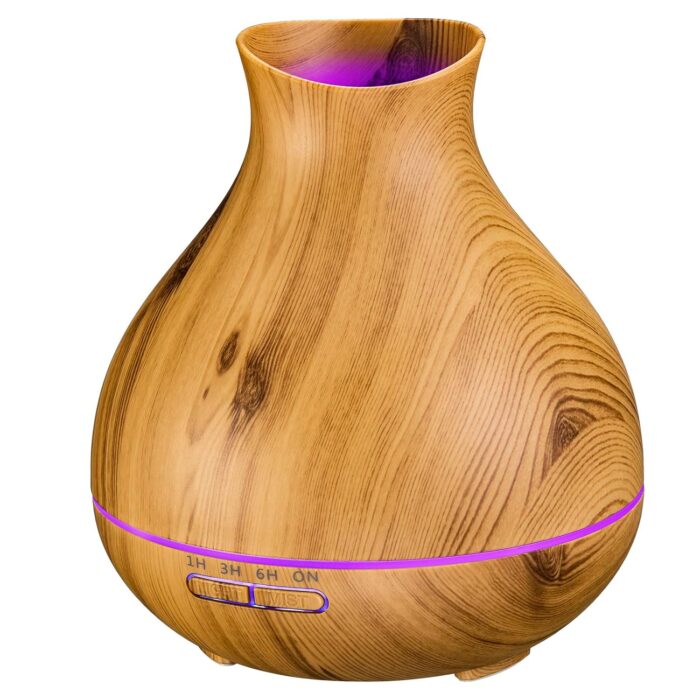 BZseed Aromatherapy Essential Oil Diffuser 550ml 12 Hours Wood Grain Aroma Diffuser with Timer Cool Mist Humidifier for Room, Home, Baby Bedroom, Waterless Auto Shut-off, 7 Color Lights Changing