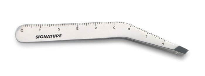 Basicare Signature Stainless Steel Brow Gauger Slant Tip Tweezer For Women and Men.Tweezer For Ingrown Hair, Plucking Daily Beauty Tool. Comes With Drawstring Pouch.