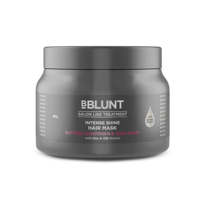 Bblunt Intense Shine Hair Mask with Rice & Silk Protein for Softer, Smoother & Shinier Hair | Softens & Smoothens Hair* | Adds Shine* | For Men & Women | 250 g